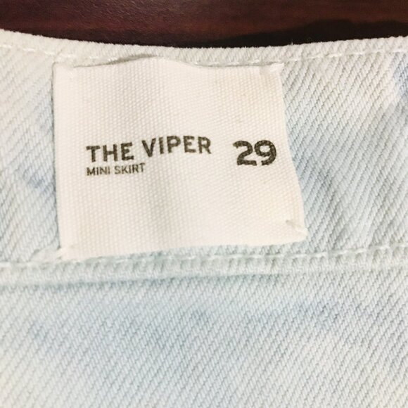 NWT Hudson Women's The Viper Tie Dye Blue Cotton Denim Mini Skirt Size 29 $195 - Picture 6 of 12